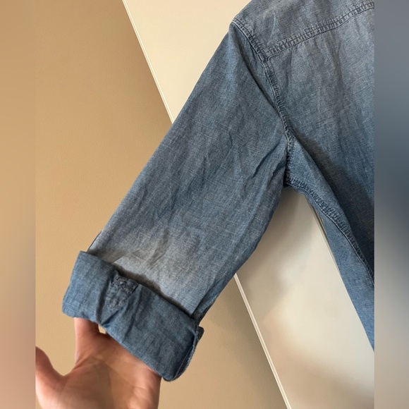 Chico’s Denim 3/4 Roll-up Sleeve Button Down Shirt Women’s Size Large - Picture 2 of 16